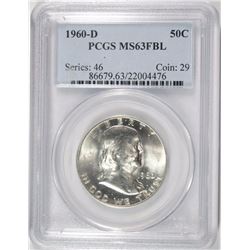1960-D FRANKLIN HALF DOLLAR, PCGS MS-63 FBL