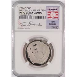 2014-S BASEBALL HALL OF FAME COMMEM HALF DOLLAR, NGC PF-70 U.C. TOM LASORDA