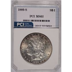 1889-S MORGAN SILVER DOLLAR, PCI CHOICE BU