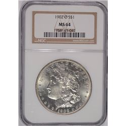 1902-O MORGAN SILVER DOLLAR, NGC MS-64