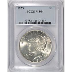 1935 PEACE SILVER DOLLAR, PCGS MS-64 "LOOKS MS-65  TO US"