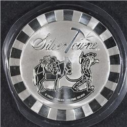 FIVE OUNCE .999 SILVER ROUND ( PROSPECTOR ) FROM SILVERTOWNE, NICE DESIGN