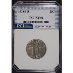 1918/7-S STANDING LIBERTY QUARTER, PCI XF   RARE!!