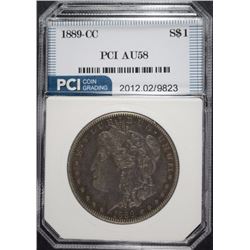 1889-CC MORGAN SILVER DOLLAR, PCI AU/BU   RARE!!