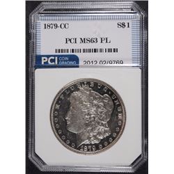 1879-CC MORGAN SILVER DOLLAR, PCI CHOICE BU PL KEY DATE!
