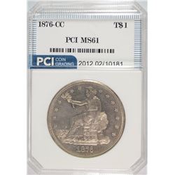 1876-CC TRADE DOLLAR, PCI GRADED BU, VERY RARE!!