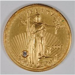 2002 ONE TENTH OUNCE GOLD AMERICAN EAGLE BU, USED IN JEWELRY - DIAMOND
