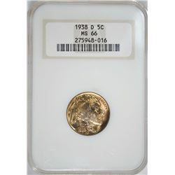 1938-D BUFFALO NICKEL NGC MS-66 OLD FAT HOLDER