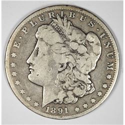 1891-CC MORGAN SILVER DOLLAR VG+ SEMI-KEY COIN