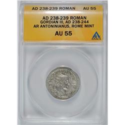 238-239 AD SILVER ANTONINIANUS EMPEROR GORDIAN III ROME ANACS AU 55