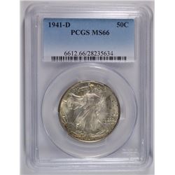 1941-D WALKING LIBERTY HALF DOLLAR PCGS MS66