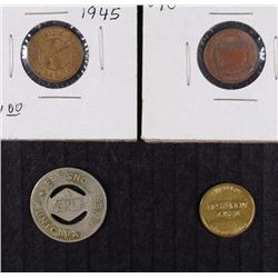 4 - TOKENS; ARIZONA STATE TAX, FRESNO, OAKLAND & RESTROOM