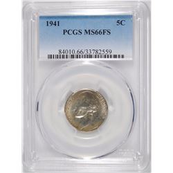 1941 JEFFERSON NICKEL PCGS MS66 FULL STEPS