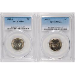 ( 2 ) PCGS JEFFERSON NICKELS: 1948-S MS66 & 1957-D MS66
