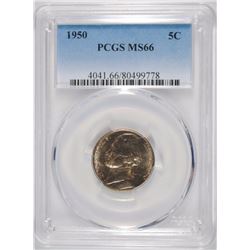 1950 JEFFERSON NICKEL PCGS MS66