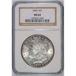 1884 MORGAN SILVER DOLLAR NGC MS64