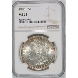 1896 MORGAN SILVER DOLLAR NGC MS65 GEM