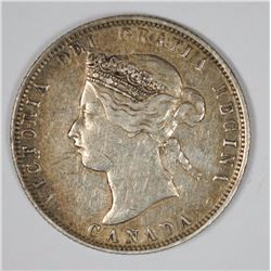 1872 CANADA 25 CENTS XF+ RARE COIN