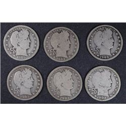 ( 6 ) NICE GOOD+ BARBER QUARTERS: 1902 P-O-S, 1903 P-O-S