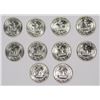 Image 2 : LOT OF ( 10 ) GEM BU 1953 WASHINGTON QUARTERS, TOUGH!