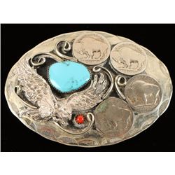 Native American Style Silver Toned Belt Buckle