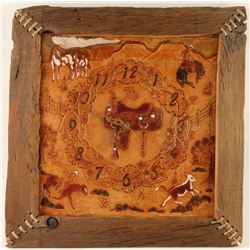 Scott Derringer Hand Carved Leather Clock