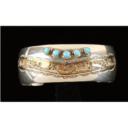 Native American Wide Sterling Silver Bracelet