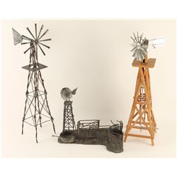Collection of 3 Handmade Windmills