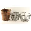 Image 1 : Wooden Bucket & Metal Egg Baskets