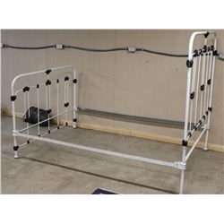 Antique Wrought Iron Black & White Bed Frame