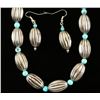 Image 3 : Sterling & Turquoise Beaded Necklace & Earrings