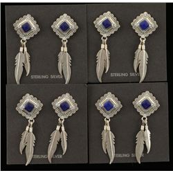 Lot of 4 Lapis & Sterling Silver Earrings
