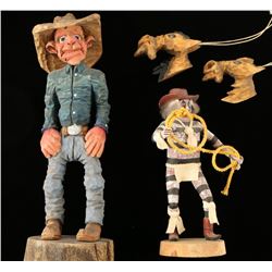 Cowboy Wood Carvings Lot