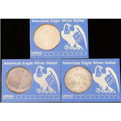 Lot of 3 American Eagle Silver Dollars