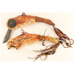 Lot of 2 Plains Indian Clubs