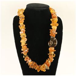 Amber Stone Necklace with Ammonite Mission