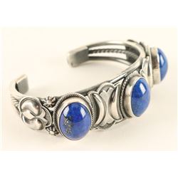 3 Stone Lapis Cuff Bracelet