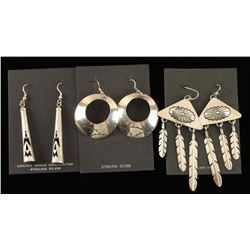 Three Pairs of Native American Dangle Earrings