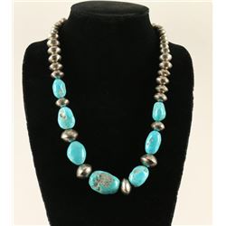 Sleeping Beauty & Sterling Beaded Necklace