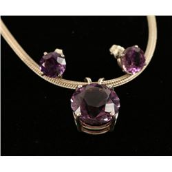 Amethyst Necklace and Earrings Set