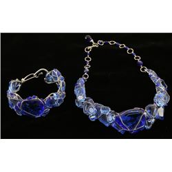 Artisan Cobalt Blue Glass Necklace Set