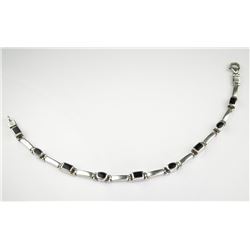 Ladies Sterling Silver & Onyx Designer Bracelet