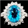 Image 1 : 14K Gold 7.00ct Topaz & 1.75ctw Diamond Ring