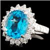 Image 2 : 14K Gold 7.00ct Topaz & 1.75ctw Diamond Ring