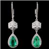 18K White Gold 1.51ct Emerald & 0.73ct Diamond Ear
