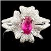 Image 1 : 18K Gold 0.70ct Ruby & 0.63ctw Diamond Ring