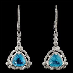 14K White Gold 2.87ct Apatite & 0.69ct Diamond Ear