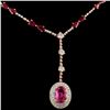 Image 2 : 18K Gold 2.11ct Sapphire & 1.55ctw Diamond Necklac