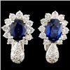 18K Gold 4.00ctw Sapphire & 1.50ctw Diamond Earrin