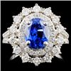 14K White Gold 2.78ct Sapphire & 1.03ct Diamond Ri